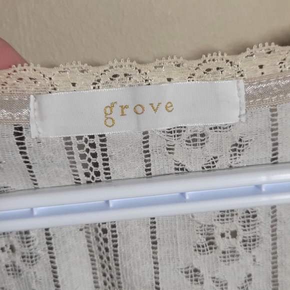 Grove Victorian style lace Elbow length sleeve cardigan medium cream sheer - Picture 6 of 7